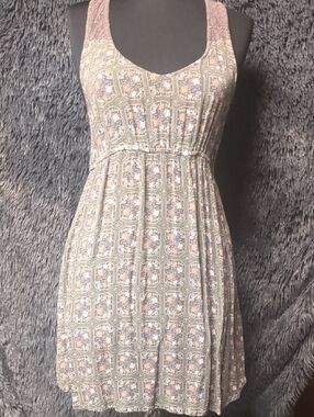 O'Neill Mauve Tile-Print Sleeveless Mini Dress